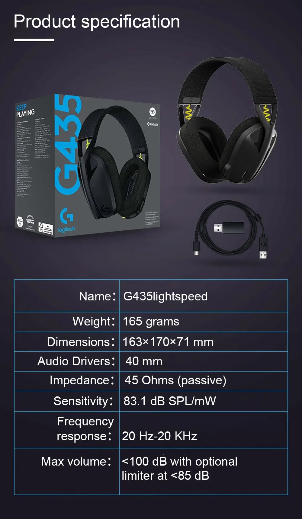 Casque gaming sans fil , Bluetooh + 2.4Ghz avec micro intégré