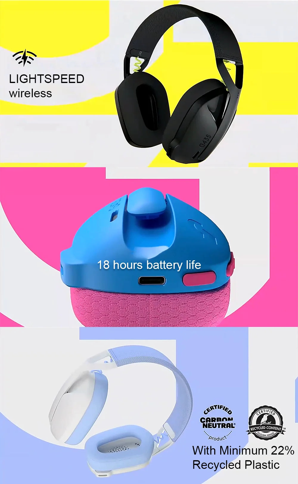 Casque gaming sans fil , Bluetooh + 2.4Ghz avec micro intégré